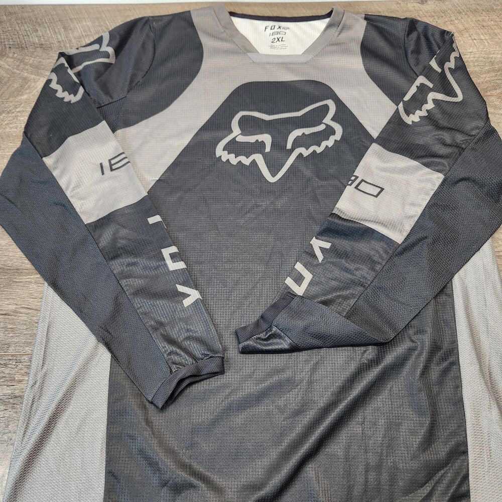 Fox Racing 180 Adult Riding Shirt 2XL Jersey Motocross Mx Dirt Bike Black Grey